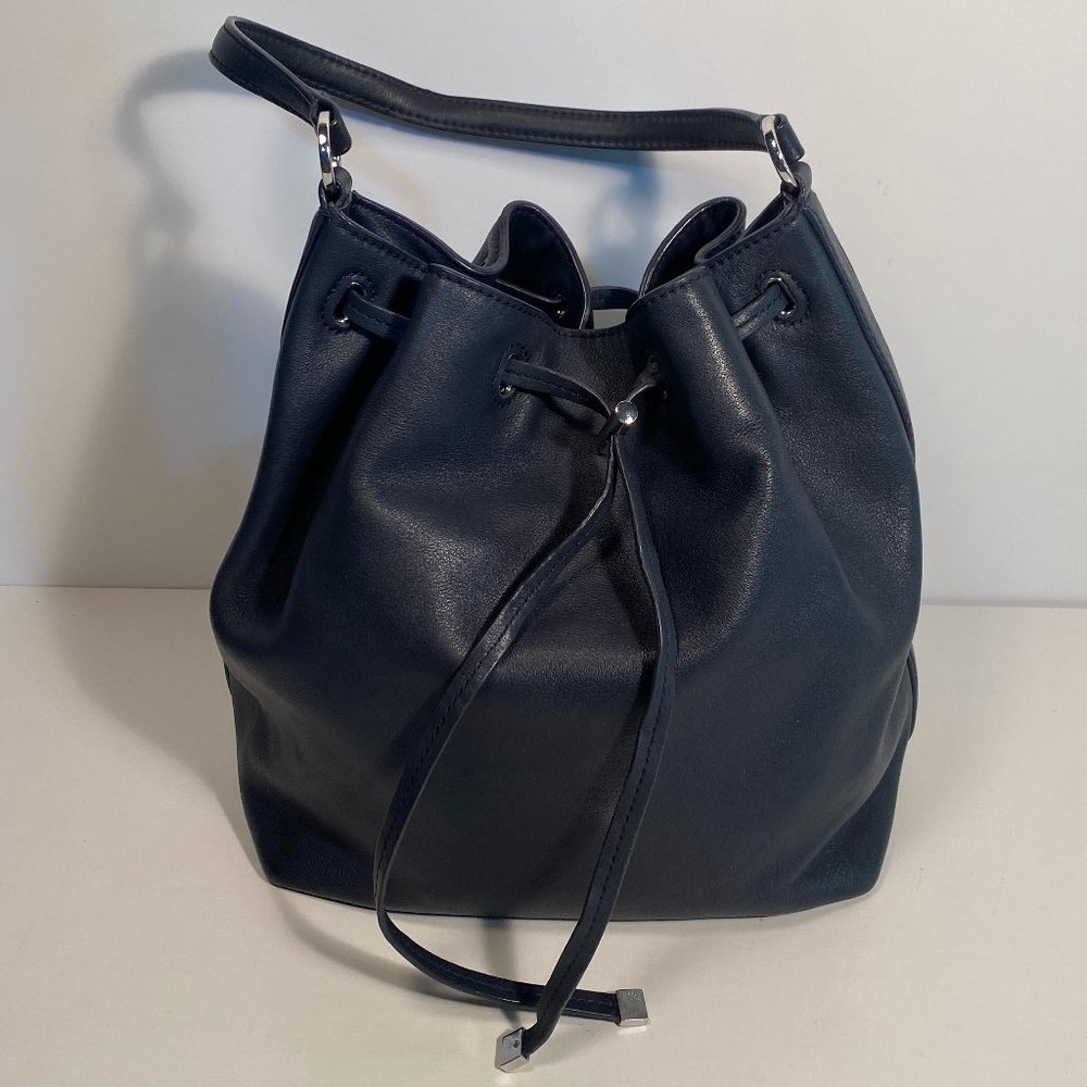 Tory Burch Blue Leather Bucket Bag